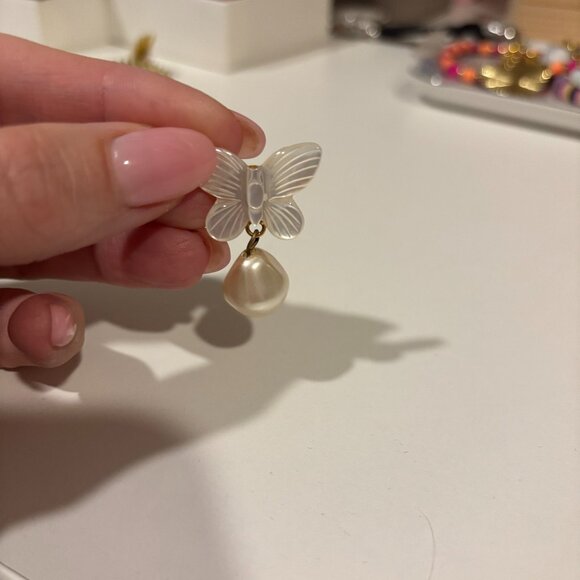 Jennifer Behr Mother of Pearl Butterfly drop earrings - Picture 1 of 3